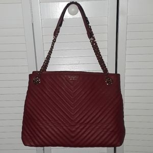 Victoria's secret red bag with gold chain handles